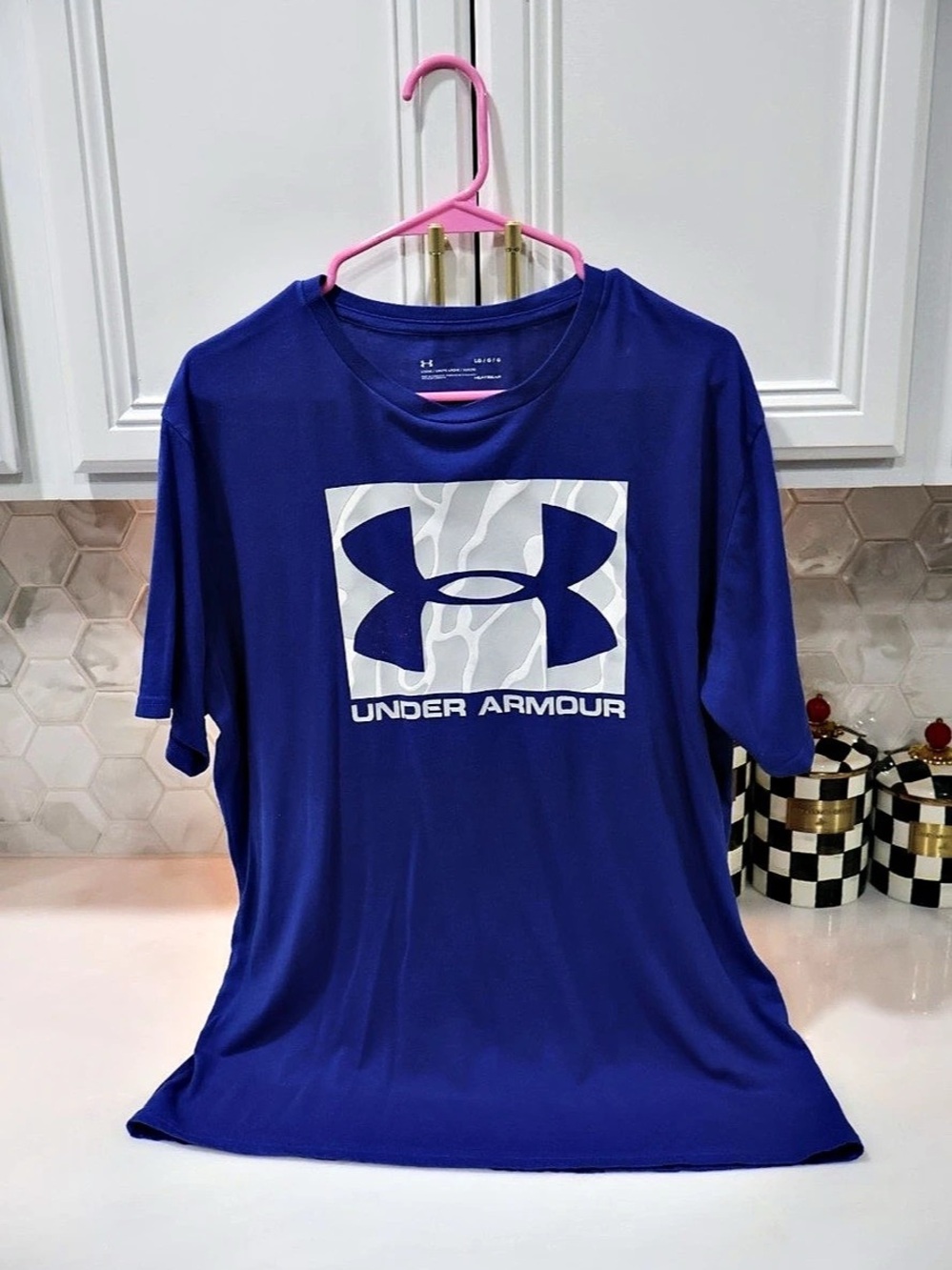 Under Armour HeatGear Boxed Logo Graphic T-Shirt Men's Blue Size Large